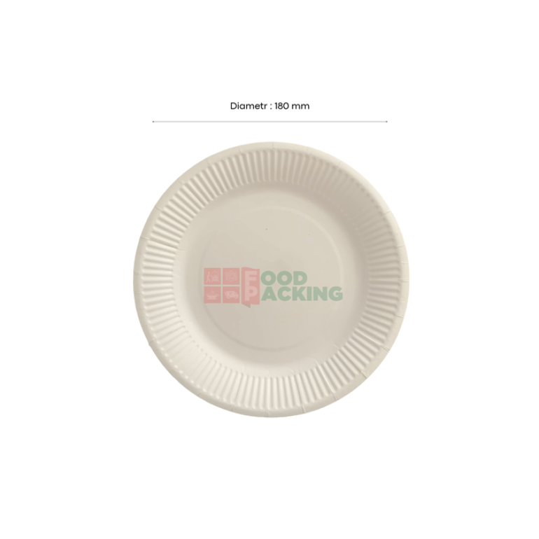 Cardboard Plate With Lamination d 180 mm (White)
