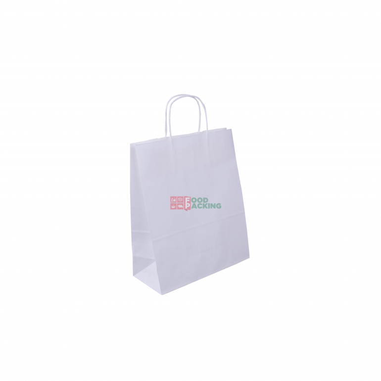 White twisted handle bag 260 mm x 120 mm x 320 mm