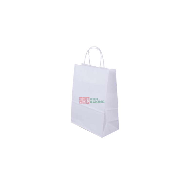 White twisted handle bag 220 mm x 110 mm x 290 mm