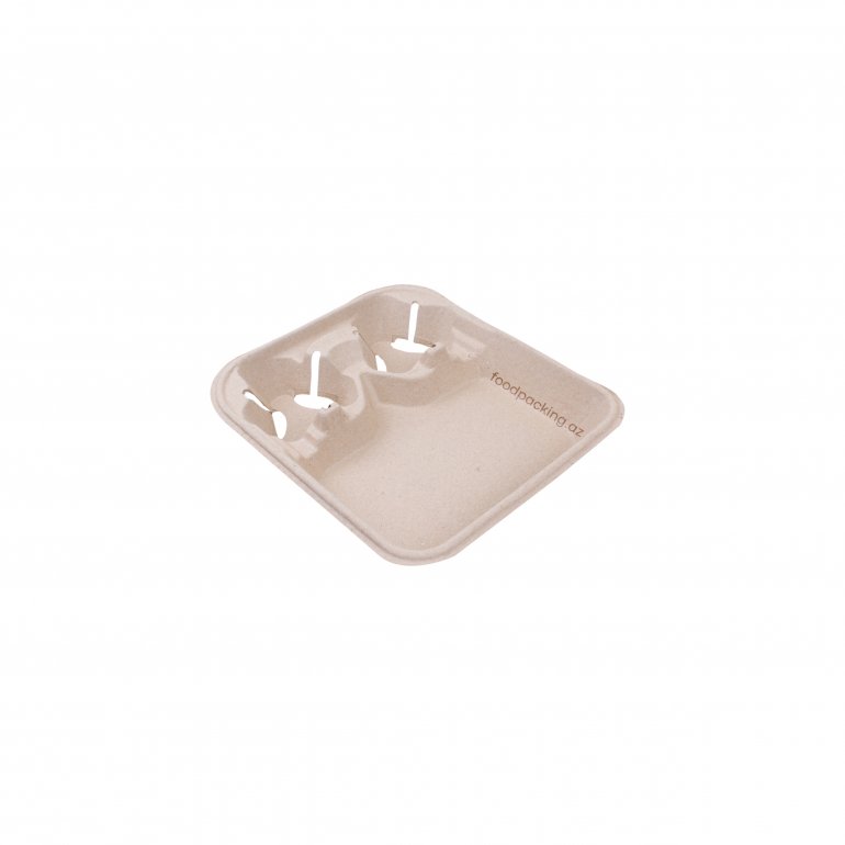 Paper Cup Carrier with 2 Holes and Food Tray 255 mm x 220 mm x 44 mm