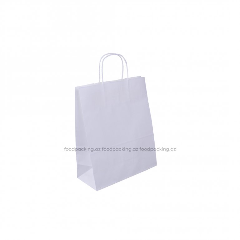 White twisted handle bag  240 mm x 140 mm x 280 mm