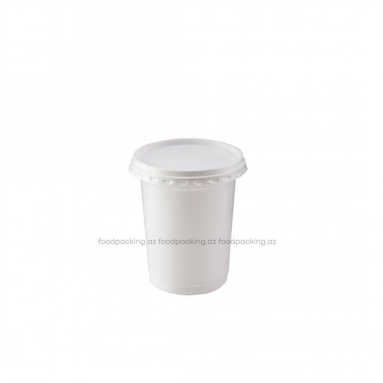 White D75 Container with white lid 200 ml