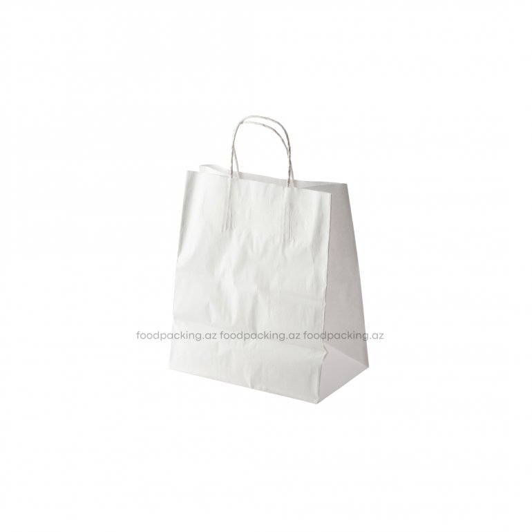 White twisted handle bag 240 mm x 140 mm x 280 mm