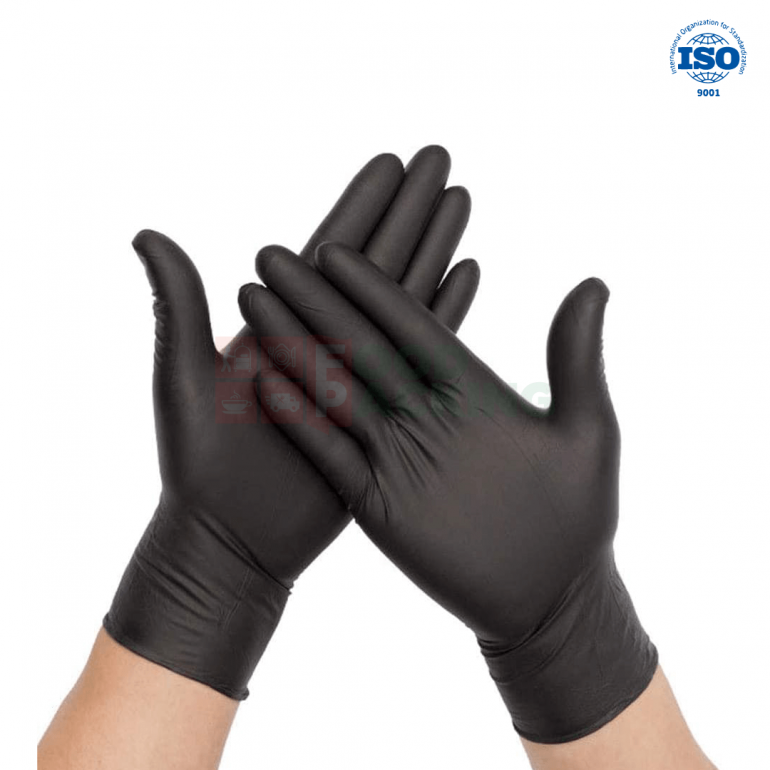 Виниловые черные перчатки без пудры (M)
