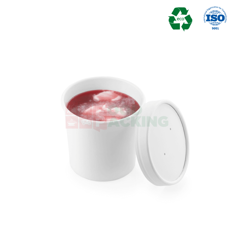 Paper Soup  Bowl With Lid (White)