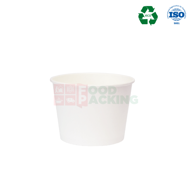 Paper salad bowl with lid 900 ml (White)