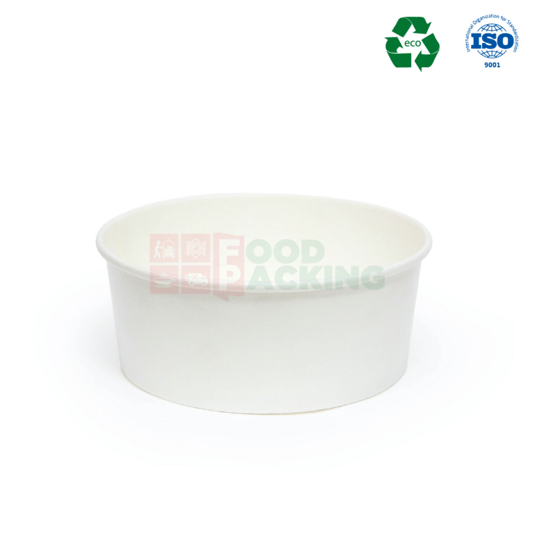 Paper salad bowl with lid 750 ml (White)