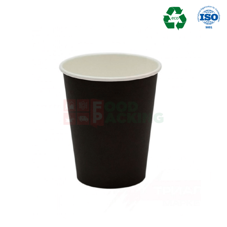 Disposable Hot Cups - 12 oz Black Single Wall 300 ml.