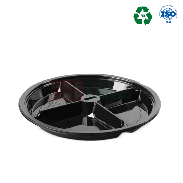 4 compartment round container L-454-S with lid (Black)