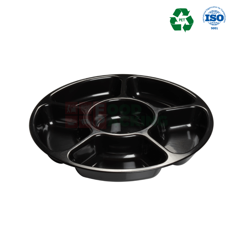 7 Compartment round container L-450-S with lid (Black)