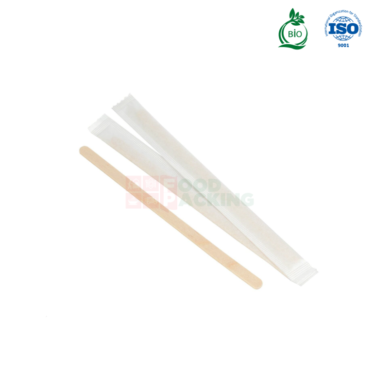 Disposable Wooden Stirrer in Individual Packaging 140 mm