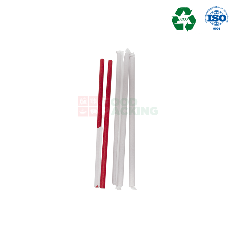 Individually packaged paper straw (Red)