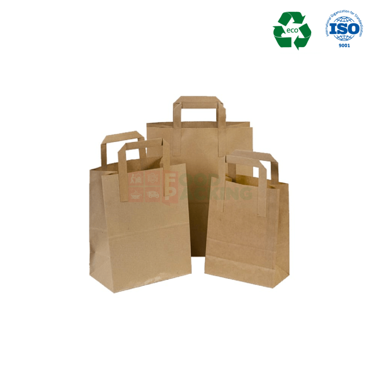 Kraft bag with straight handle 220 mm x 120 mm x 240 mm