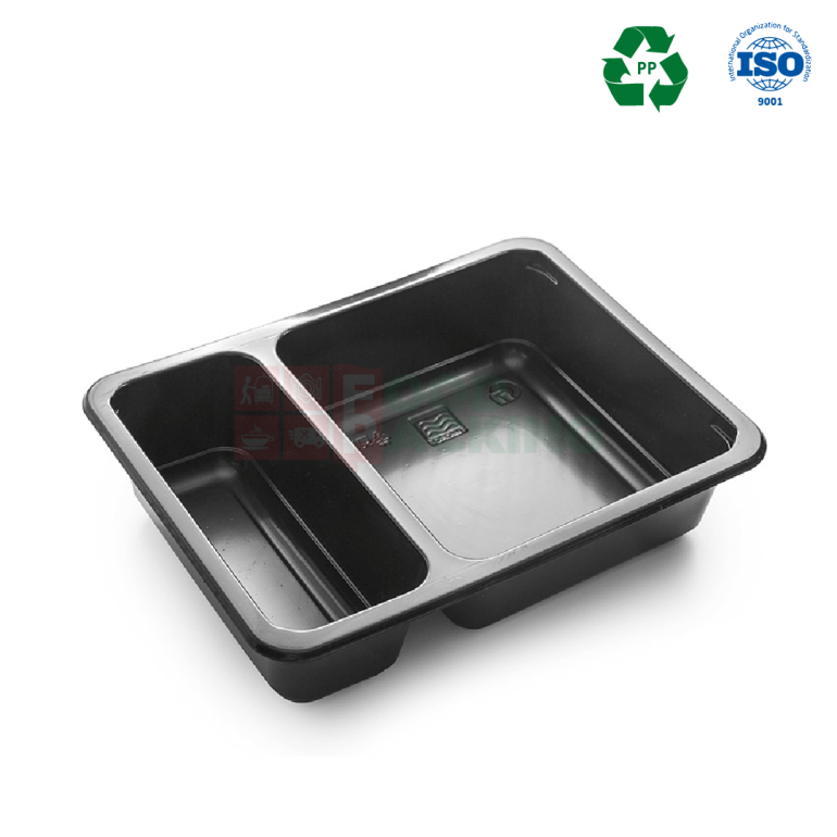2 Section Lunch Box K-190 70/30 Container with lid (Black)