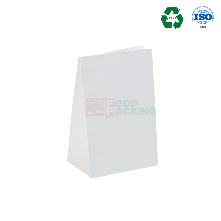 White paper bag without a handle  80 mm x 50 mm x 170 mm
